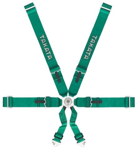 Takata Race 6 SFI Harness (6pt Snap On) - Green